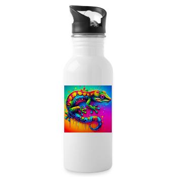 Gecko - Trinkflasche mit integriertem Trinkhalm - Weiß - Rechts