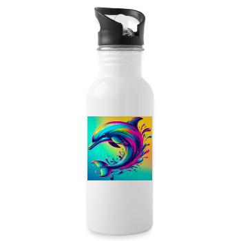 Delfin - Trinkflasche mit integriertem Trinkhalm - Weiß - Rechts