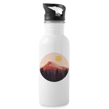Sunset Landscape Nature Lover - Water bottle with straw - white - Right