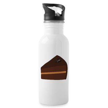 Sacher Chocolate Slice Illustration Design - Water bottle with straw - white - Right