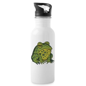 Skurrile grüne Frosch-Illustration - Trinkflasche mit integriertem Trinkhalm - Weiß - Rechts