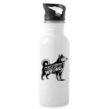 Funny Husky Not Stubborn Just Right - Water bottle with straw - white - Right