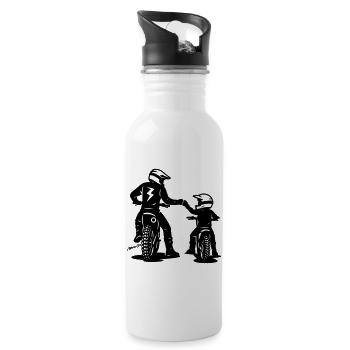 Motocross father and son - Water bottle with straw - white - Right