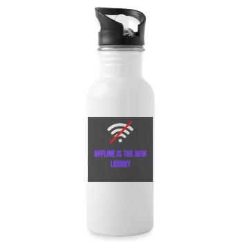 Offline is the new luxury - Trinkflasche mit integriertem Trinkhalm - Weiß - Rechts