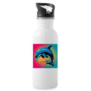 dolphin - Water bottle with straw - white - Right