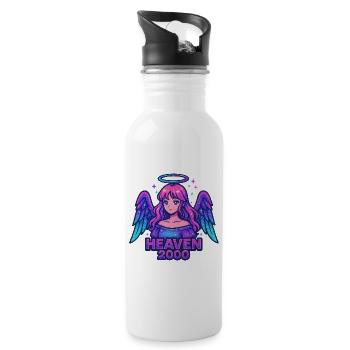 Himmlisches Engel-Design - Trinkflasche mit integriertem Trinkhalm - Weiß - Rechts