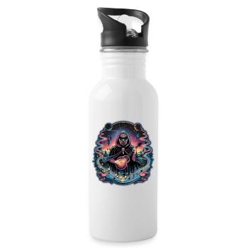 Mystischer Astronaut Musiker Illustration - Trinkflasche mit integriertem Trinkhalm - Weiß - Rechts