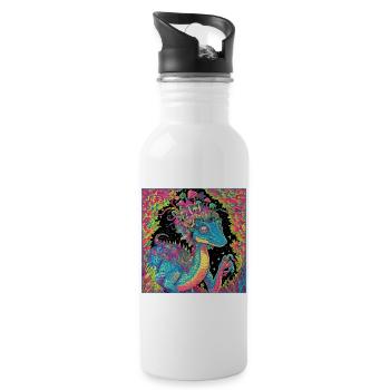 Psychedelischer Walddrache Illustration - Trinkflasche mit integriertem Trinkhalm - Weiß - Rechts