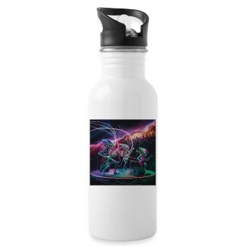 Galactic Alien Band Concert T-Shirt - Water bottle with straw - white - Right