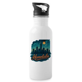 Honolulu Waikiki Capital Hawaii Aloha Gift - Water bottle with straw - white - Right