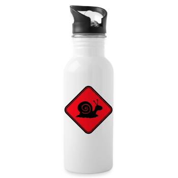Snail Danger Caution Sign Warning - Water bottle with straw - white - Right