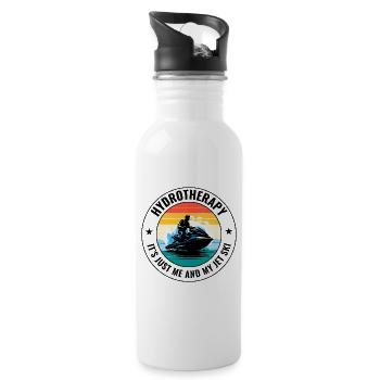 Vintage Jet Ski Therapy Ocean Lake  - Water bottle with straw - white - Right