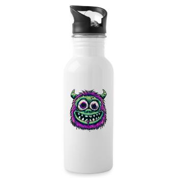 Buntes psychedelisches Monster - Trinkflasche mit integriertem Trinkhalm - Weiß - Rechts