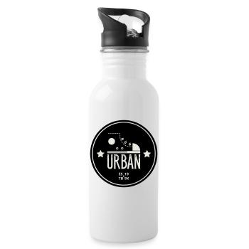 Urban Style Badge Featuring Red Sneaker and Bold - Water bottle with straw - white - Right