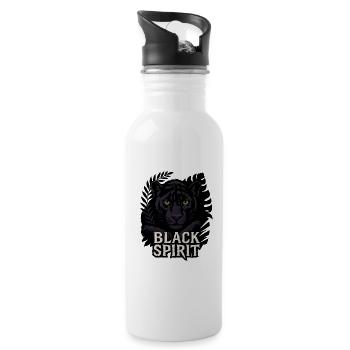 Schwarzgeist – Panther - Trinkflasche mit integriertem Trinkhalm - Weiß - Rechts