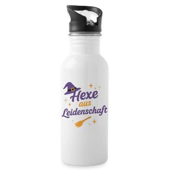 Hexe aus Leidenschaft - Trinkflasche mit integriertem Trinkhalm - Weiß - Rechts