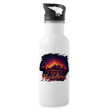 Heidelberg city silhouette magnificent gift - Water bottle with straw - white - Right