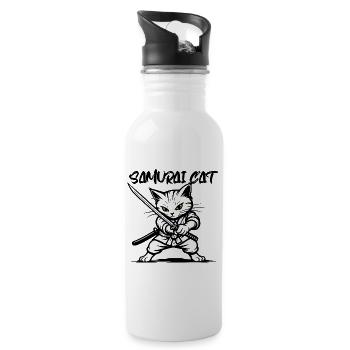 Samurai Cat - Water bottle with straw - white - Right