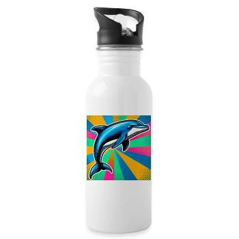 dolphin - Water bottle with straw - white - Right