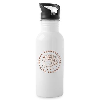 Frohes Thanksgiving Christliches wünscht Nutztier - Trinkflasche mit integriertem Trinkhalm - Weiß - Rechts