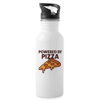 Powered by Pizza Motivational Design - Water bottle with straw - white - Right