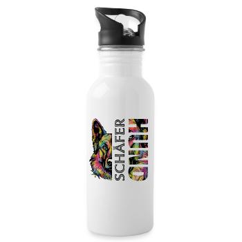 Colorful German Shepherd - Water bottle with straw - white - Right