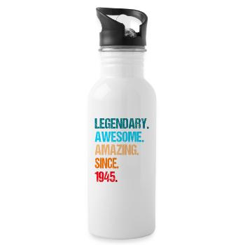 80th birthday born in 1945 - Water bottle with straw - white - Right