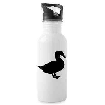 ente / duck / quack - Trinkflasche mit integriertem Trinkhalm - Weiß - Rechts