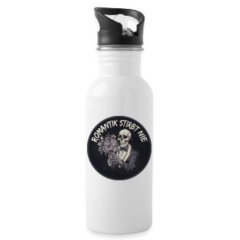 Liebe bis in den Tod – Gothic Skull Design - Trinkflasche mit integriertem Trinkhalm - Weiß - Rechts