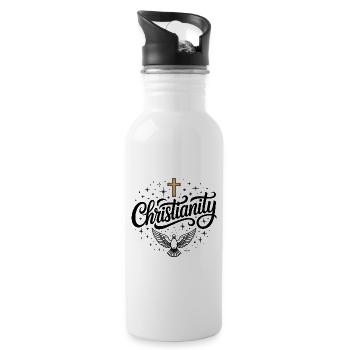 Christianisme - Logo chrétien - Gourde avec paille intégrée - blanc - Droite
