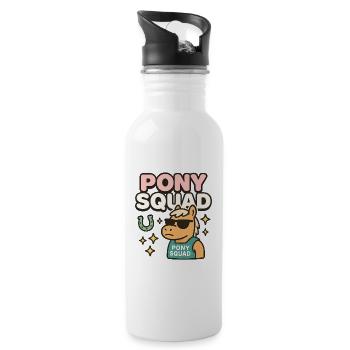 Design de dessin animé Pony Squad avec fraîcheur - Gourde avec paille intégrée - blanc - Droite