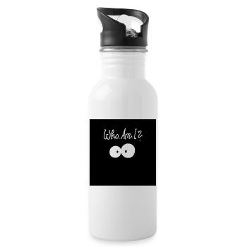 Wer bin ich? - Trinkflasche mit integriertem Trinkhalm - Weiß - Rechts