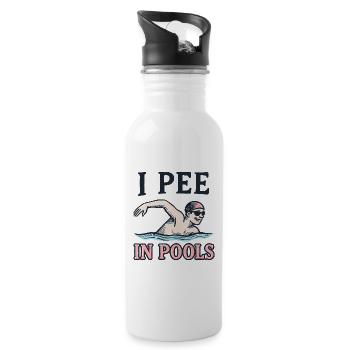 I Pee in Pools – Lustiges Pool Shirt - Gourde avec paille intégrée - blanc - Droite