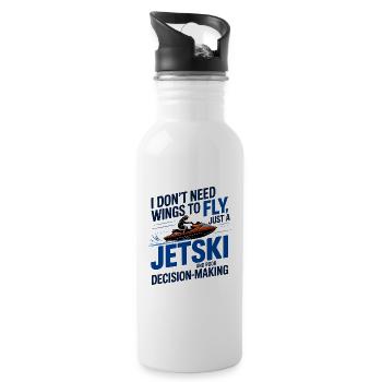 Extreme Jetskiing Humor Water Sports  - Water bottle with straw - white - Right