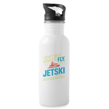 Jetski Rider Funny Decision Making Quote  - Water bottle with straw - white - Right