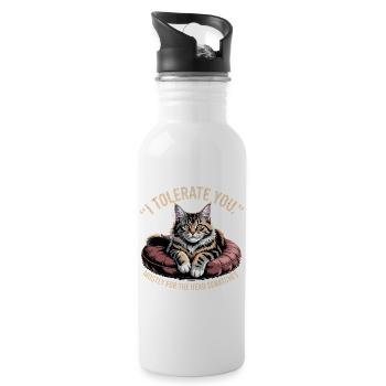 Head Scratch Cat - Water bottle with straw - white - Right