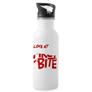 Liebe auf den ersten Biss - Trinkflasche mit integriertem Trinkhalm - Weiß - Rechts