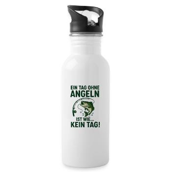 Tag ohne Angeln - Kein Tag - Trinkflasche mit integriertem Trinkhalm - Weiß - Rechts
