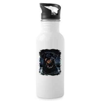 Chien Rottweiler - Gourde avec paille intégrée - blanc - Droite