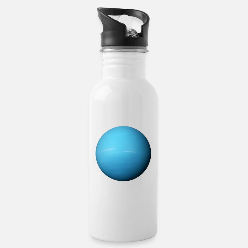 Uranus - Planet Uranus - Trinkflasche mit integriertem Trinkhalm - Weiß