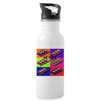 Colorful sushi design with pop art style - Water bottle with straw - white - Right