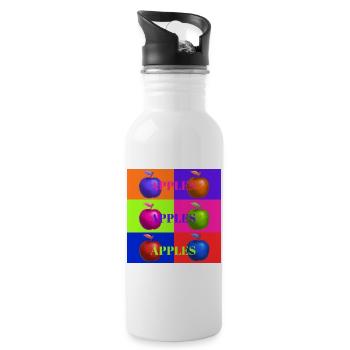 Pop Art Apfel Collage Design - Trinkflasche mit integriertem Trinkhalm - Weiß - Rechts