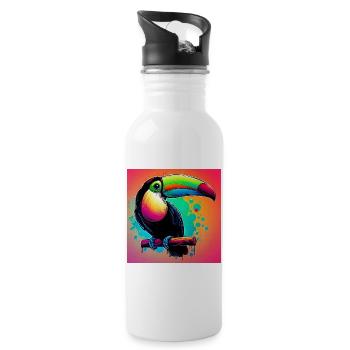 toucan - Water bottle with straw - white - Right