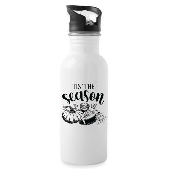 Autumn cosiness with Pumpkin and Cider motif - Water bottle with straw - white - Right