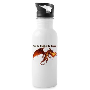 Feuriger Drache Atemzug Design - Trinkflasche mit integriertem Trinkhalm - Weiß - Rechts