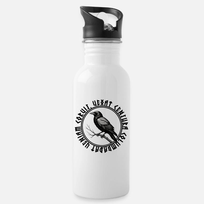 Corbeau mystique - Gourde avec paille intégrée - blanc