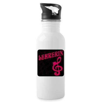 MUSIK LEHRERIN KATZEN - Trinkflasche mit integriertem Trinkhalm - Weiß - Rechts