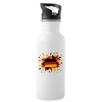 German Flag in Brush Style - Water bottle with straw - white - Right