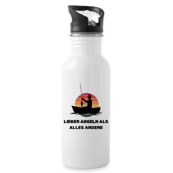 Lieber angeln als alles andere Design für Angler - Trinkflasche mit integriertem Trinkhalm - Weiß - Rechts