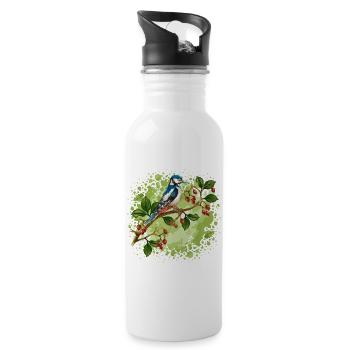 Colorful bird - Water bottle with straw - white - Right